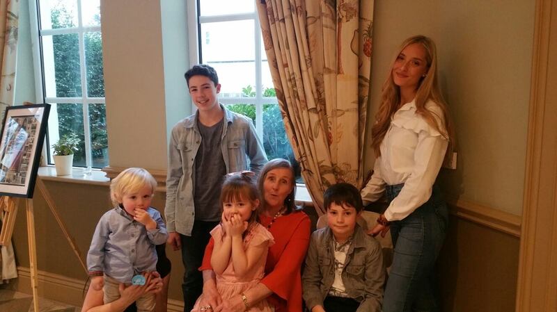Betty Sorrell with her grandchildren, back ‘home’ in Co Carlow in 2017.