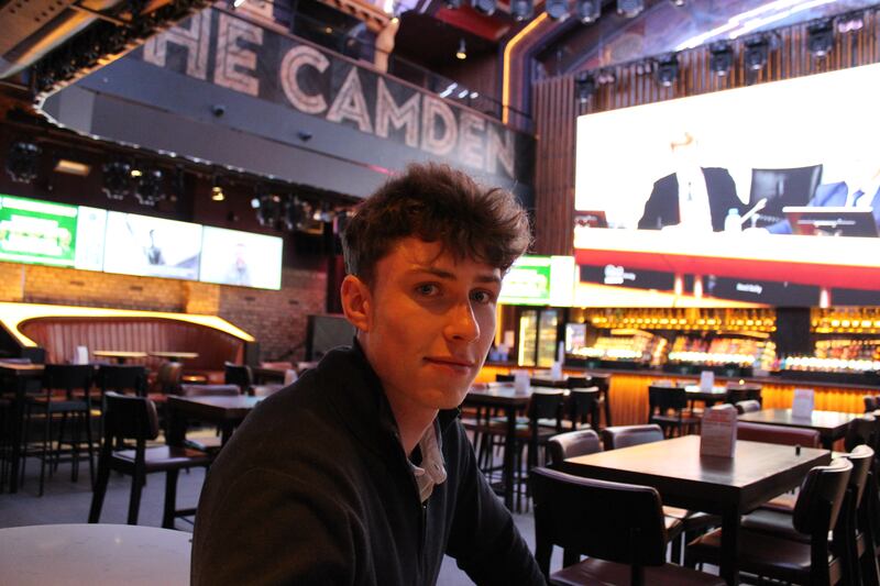 Civil servant Emmett called into The Camden pub in Dublin city centre on his lunch break to watch Oireachtas TV proceedings. Photograph: Hugh Dooley