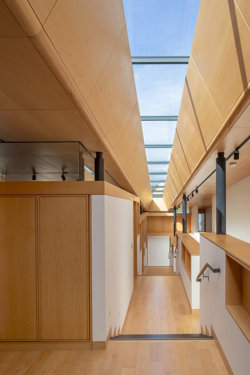 A walkway underneath the rooflight