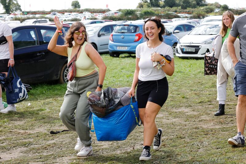 Sarah Twomey and Georgina Dennehy from Cork arriving at Electric Picnic 2023. Photograph: Alan Betson