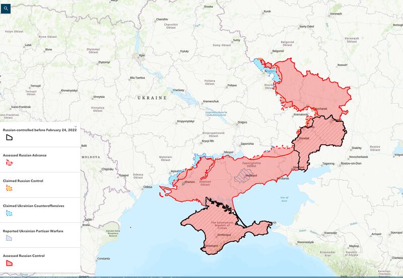 Russian's invasion of Urkaine. Source: Institute for the Study of War