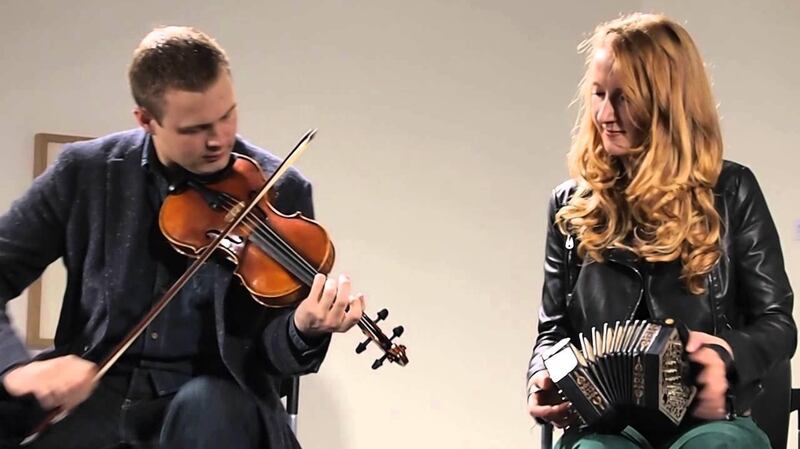 Ciarán Ó Maonaigh and Caitlín Nic Gabhann: kincking off this year’s Scoil Cheoil na Botha in Co Monaghan
