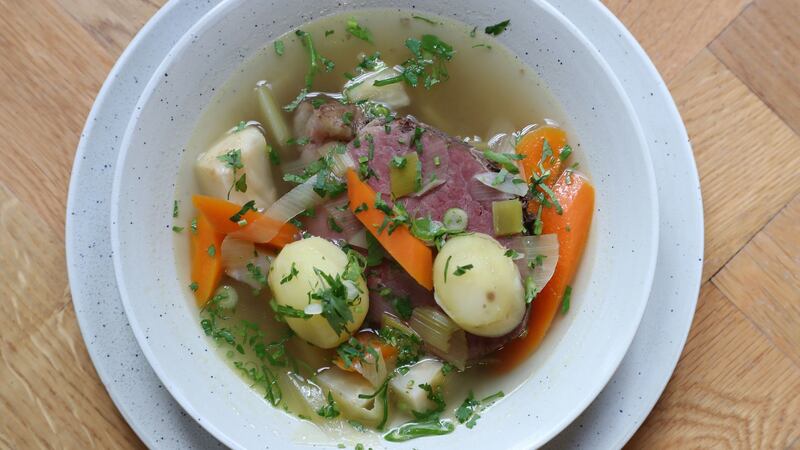 Spiced beef, beef tea and root vegetables at the Commons Cafe at (Moli) Museum of Literature Ireland, Dublin.  Photograph: Nick Bradshaw / The Irish Times