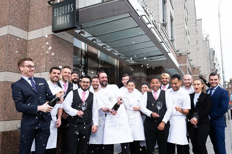 Andy McFadden and the Glovers Alley team celebrating the new Michelin star. Photograph: Dena Shearer