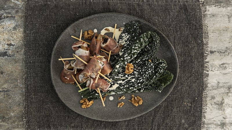 Jerusalem artichoke devils on horseback. Photograph: Harry Weir Photography