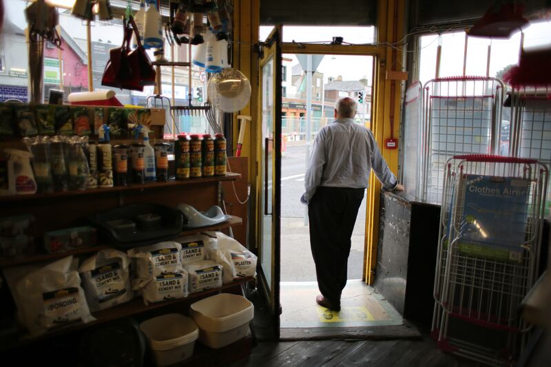 Victor Edge at the door of his shop, Edge & Sons Hardware Store, in Fairview on Dublin’s Northside. Photo: Bryan O'Brien


