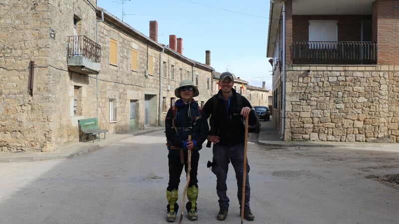 Henk van der Klok with a South Korean traveller  on Camino de Santiago,  a nearly 800km pilgrimage across the north of Spain