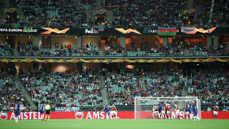 There were a lot of empty seats in Baku during the Europa League final. Photo: Alex Grimm/Getty Images
