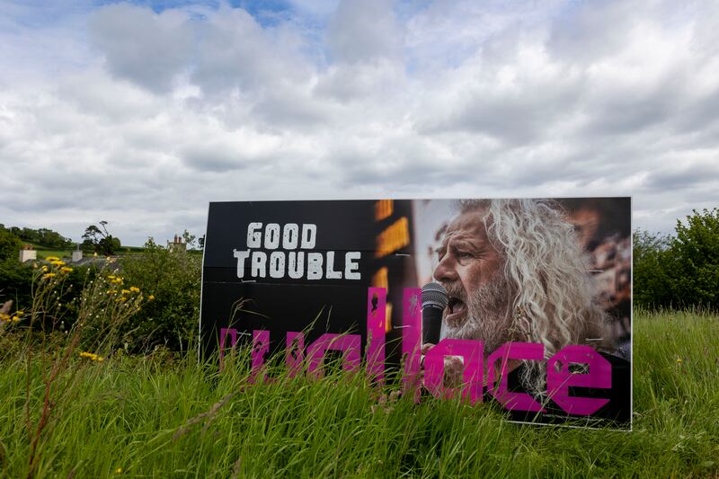 A Mick Wallace election poster. Photograph: Tom Honan