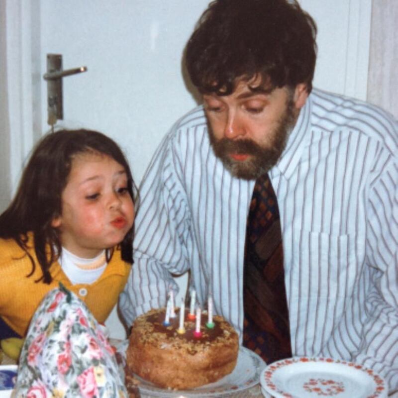 Fionnuala O’Leary with her father, John, on her sixth birthday
