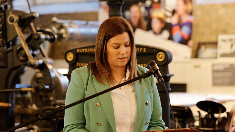 Charlene Masterson, a survivor of sexual abuse at the hands of her father David Masterson, speaks at the Rethink Ireland launch of its first national philanthropic fund. Photograph: Alan Betson