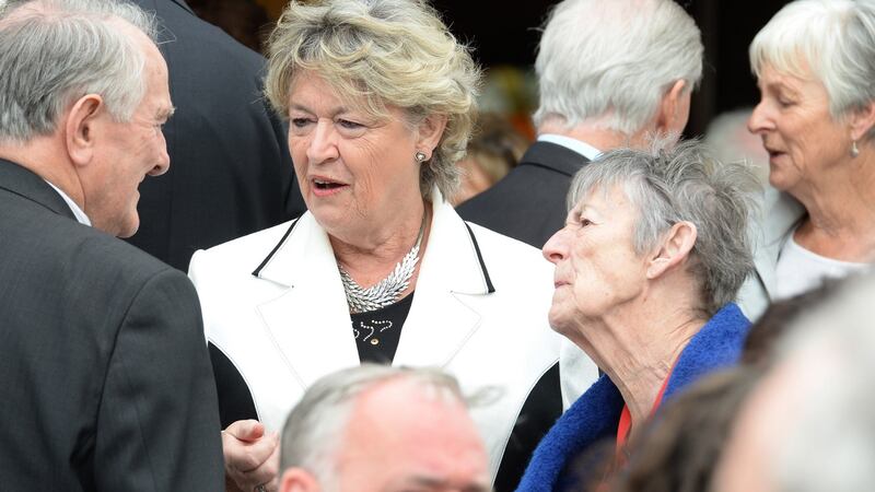 Nora Owen and Mary Bannotti, at the funeral of  Monica Barnes. Photograph: Dara Mac Dónaill/The Irish Times