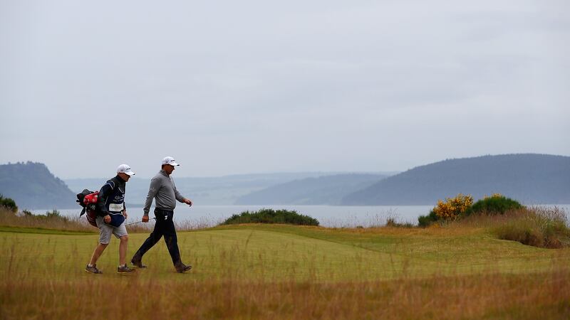 “He looks like he’s been around the world in a boat – and just come ashore.” – Peter Alliss on Pádraig Harrington’s walk. Photograph:  Kevin C Cox/Getty Images