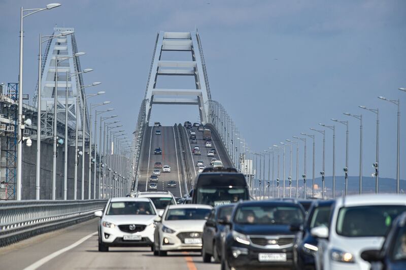 The Crimea bridge regularly comes under attack from Ukraine. Photograph: EPA