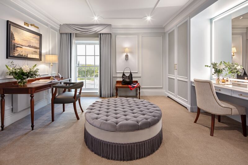 A dressing room area fit for an entourage to get red-carpet ready, at Hayfield Manor