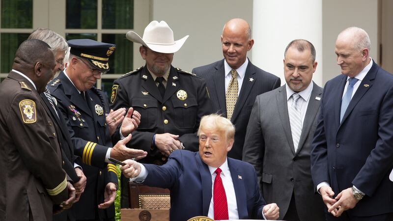 US president Donald Trump  after signing an executive order on Safe Policing for Safe Communities in the Rose Garden of the White House in Washington, DC. Photograph: Stefani Reynolds/ CNP/ Bloomberg