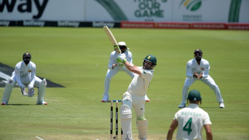 South Africa’s Dean Elgar  plays a pull shot during the second day of the first Test  match against  Sri Lanka at SuperSport Park in Centurion. Photograph: Christiaan Kotze/AFP via Getty Images