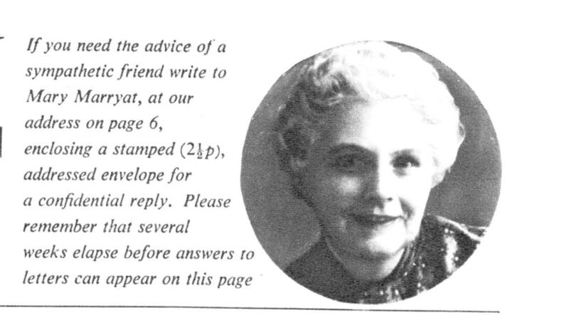 Mary Marryat, who wrote an advice column in Woman’s Weekly in the 1960s and 1970s