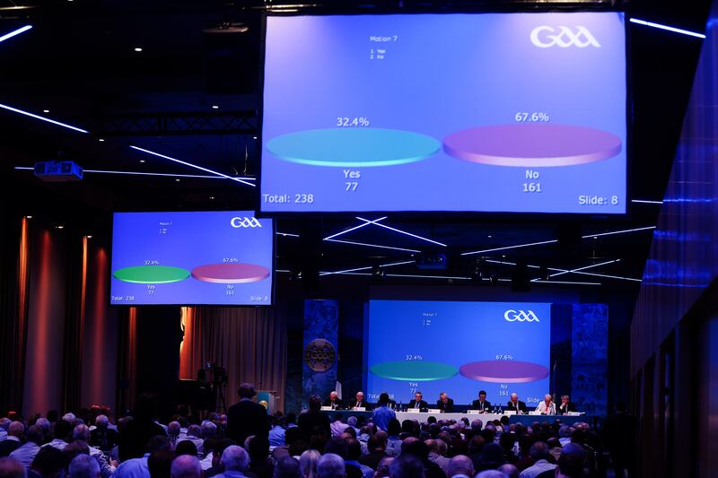 Delegates see the result of an electronic vote on a motion at the Congress. Photograph: Tom Maher/Inpho