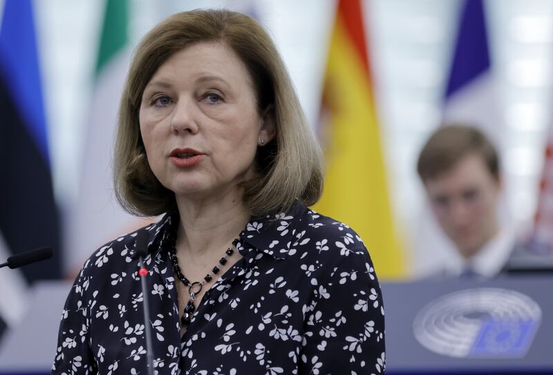 Vera Jourova, the European Commission's vice-president spearheading work on disinformation, has warned that the European parliament elections will be hit by an 'avalanche of disinformation'. Photograph: Ronald Wittek/EPA