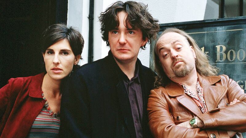 Moran with co-stars Tamsin Grieg and Bill Bailey in the Channel 4 comedy Black Books. Photograph: Channel 4 