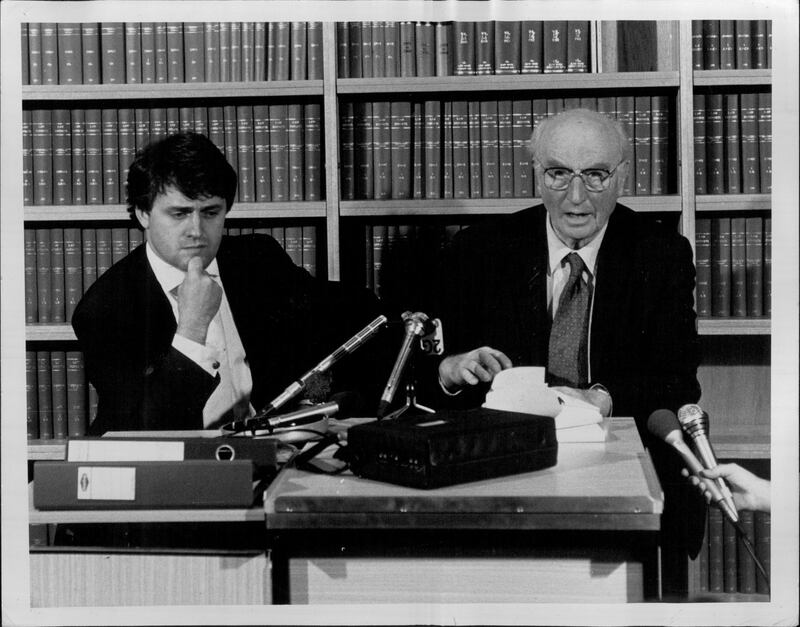 Malcolm Turnbull and Peter Wright at a press conference in 1986. Photograph: John Nobley/Fairfax Media via Getty Images
