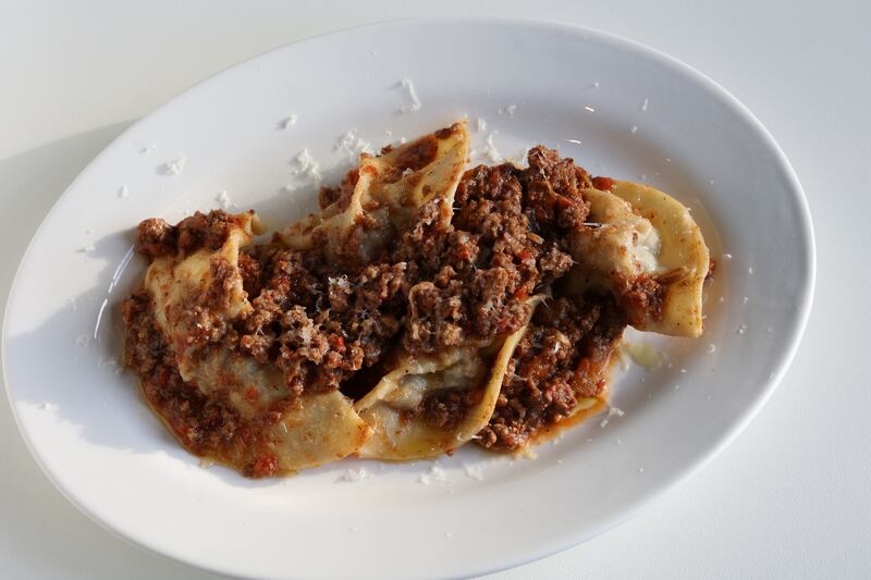 Delicious: tordelli lucchese. Photograph: Nick Bradshaw