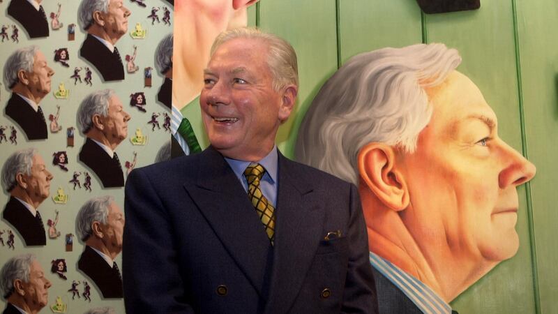 Gay Byrne and his portrait in the National Gallery of Ireland. Photograph: Cyril Byrne/The Irish Times