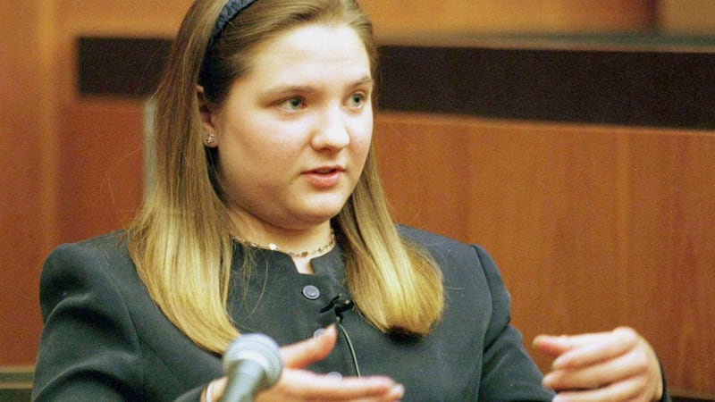 Louise Woodward testifies at her murder trial in Cambridge, Massachusetts on October 23rd, 1997. Photograph: Ted Fitzgerald/Reuters