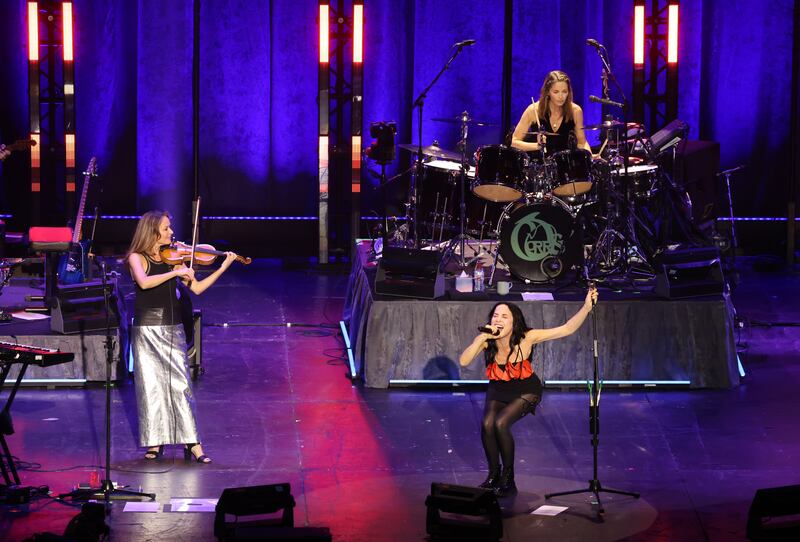 The Corr sisters performing at the 3Arena, Dublin. Photograph: Dara Mac Dónaill/The Irish Times