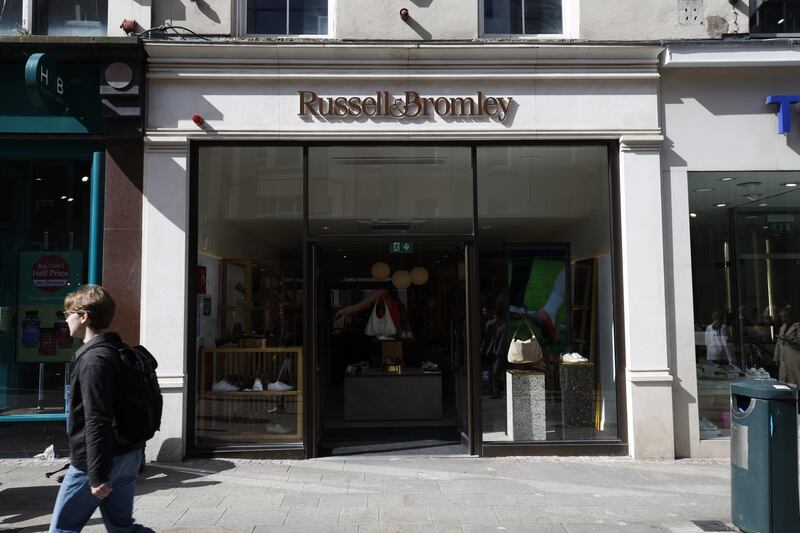 Number 76 Grafton Street is owned by members of the family behind Jameson whiskey and is currently an outlet of the Russell & Bromley footwear and bag shop Photograph: Nick Bradshaw