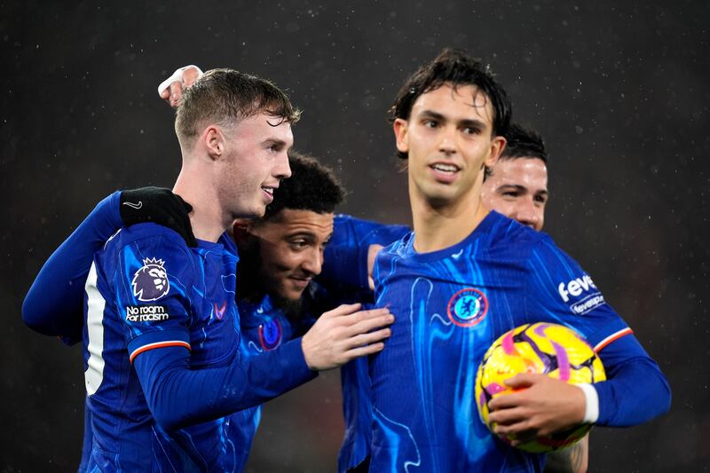 Chelsea's Cole Palmer celebrates scoring their side's fourth goal of the game. Photograph: Andrew Matthews/PA Wire