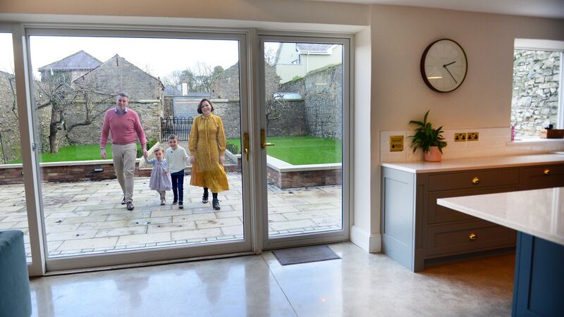 Kevin and Lisa Marie Duffy with their children Hamish and Edith at their home, Hibernian House, Monasterevin , Co Kildare. Photograph: Bryan O’Brien/The Irish Times