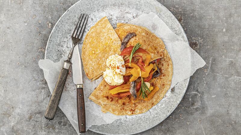 Socca with piment d’Espelette and anchovies. Photograph: Harry Weir