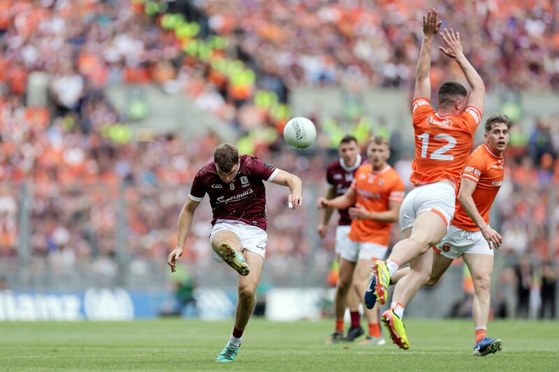 Galway's Paul Conroy and Oisin Conaty of Armagh. Photograph: Laszlo Geczo/Inpho