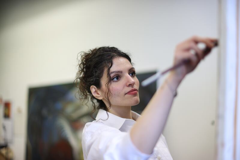 Manar Al Shouha at her studio in Temple Bar, Dublin. Photograph: Bryan O’Brien