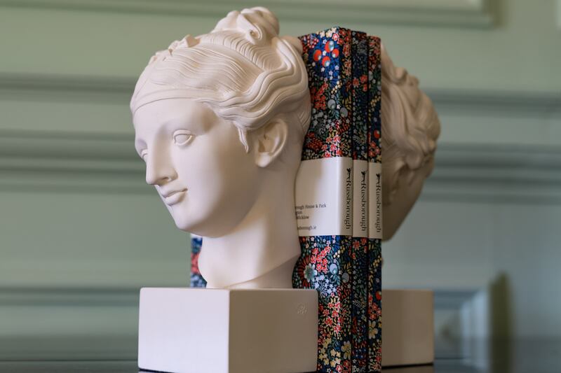 Classical ladies head stucco bookends €9.95 and Liberty print notebooks €24.95