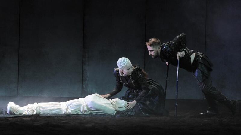 DruidShakespeare: Richard III – Siobhán Cullen with Aaron Monaghan as the king. Photograph: Robbie Jack