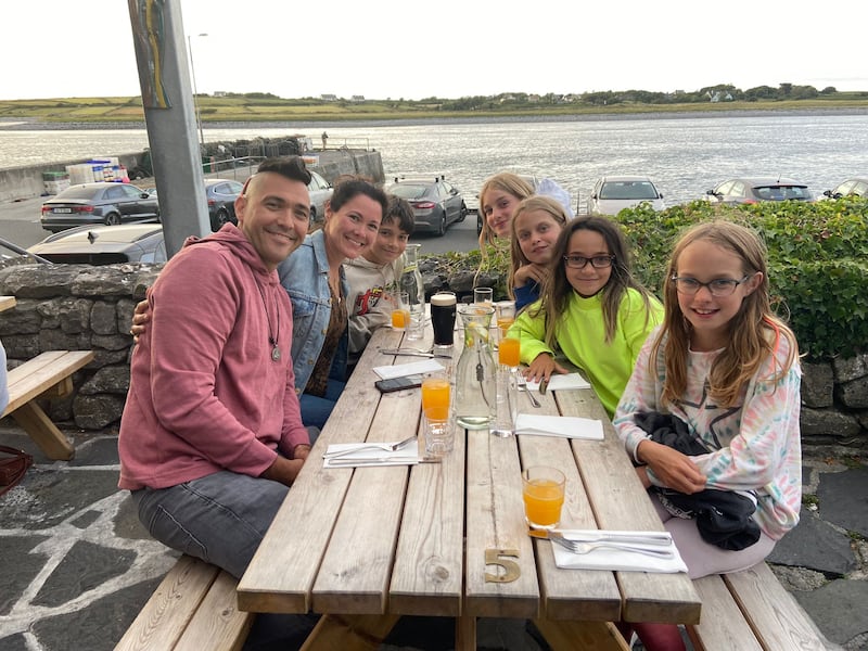 Brother and sister Ciarán and Lilia Tyrrell, left, with their children, Avery, Reegan, Brinley, Cian and Siena. Photograph: Róisín Ingle