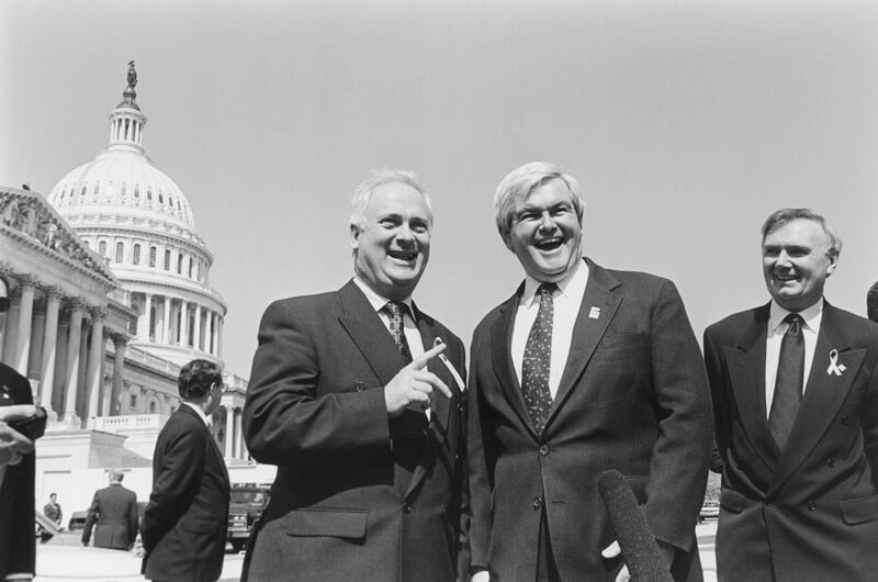 Newton Leroy 'Newt' Gingrich greets John Bruton on March 18th, 1996. Photograph: Laura Patterson/CQ Roll Call via Getty Images
