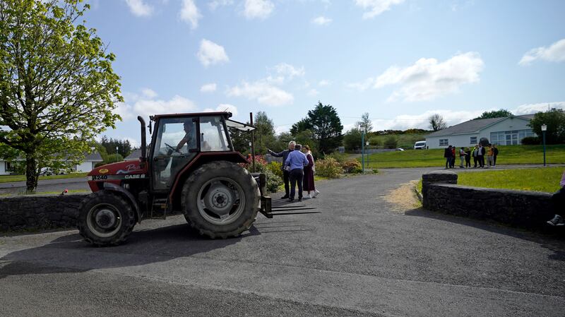 A tractor at the entrance to asylum seeker accommodation at the Magowna House Hotel in Inch, Co Clare last week. Photograph: Niall Carson/PA 