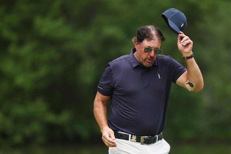 Phil Mickelson acknowledges the crowd during the US Open. Photograph: Patrick Smith/Getty