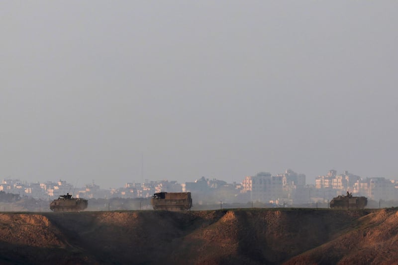 Israeli military vehicles move towards the border with Gaza on December 25th. Photograph: Atef Safadi/EPA