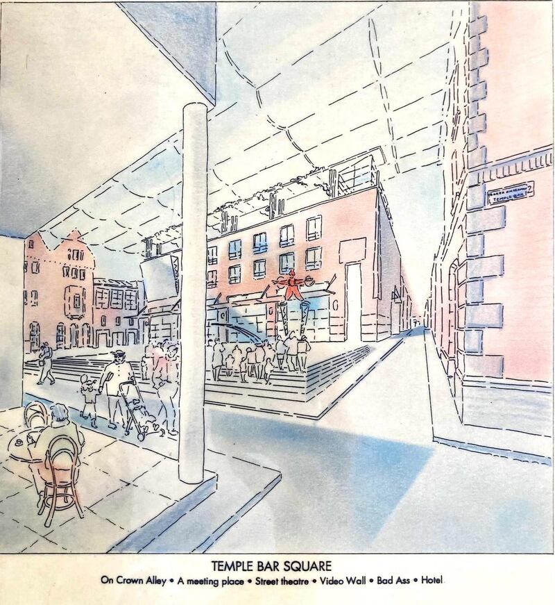 One of the architecture group’s proposed designs for Temple Bar Square.