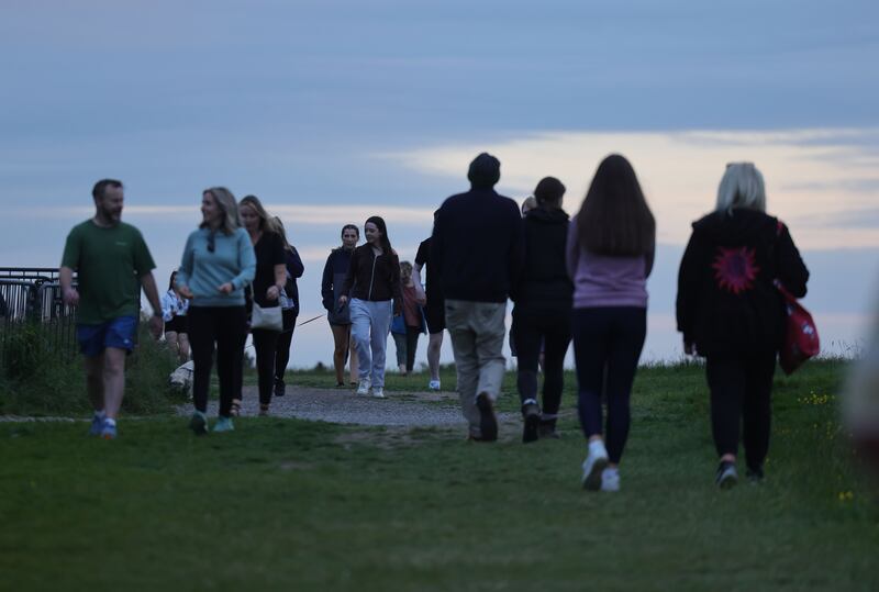 Visitors at the Hill of Tara for the summer solstice. Photograph: Alan Betson