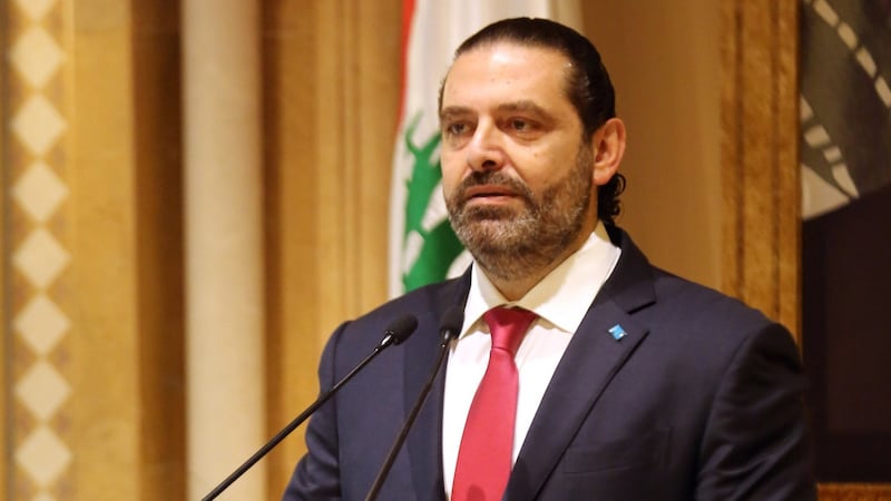 Saad Hariri, Lebanon’s former prime minister, announcing his resignation to the country in a televised address in Beirut, in October, 2019. Photograph: Hasan Shaaban/Bloomberg