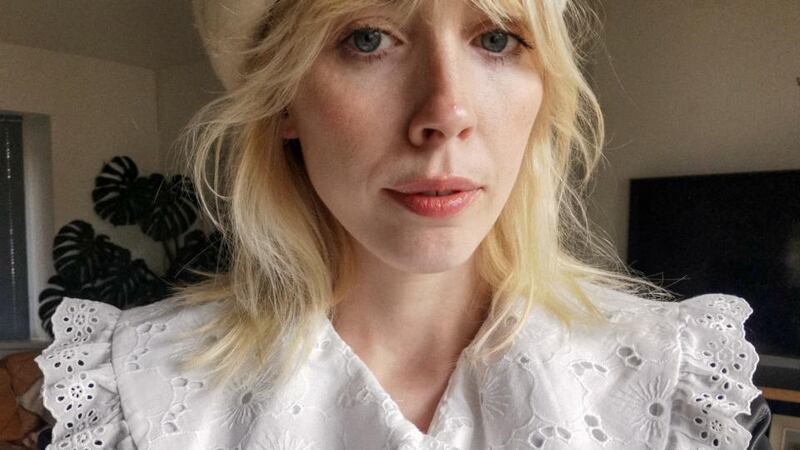 Sarah Macken in her oversize broderie anglaise collar.