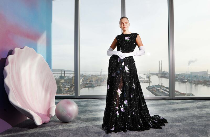Richard Quinn long gown (€4230). Photograph: Leon Farrell/Photocall Ireland