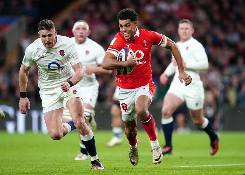 Wales's Rio Dyer in action against England at Twickenham Stadium, London. Photograph: David Davies/PA
