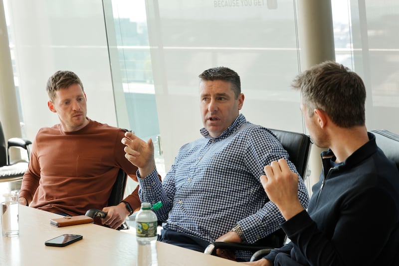 Conor McManus, Darragh Ó Sé and Dean Rock. Photograph: Alan Betson